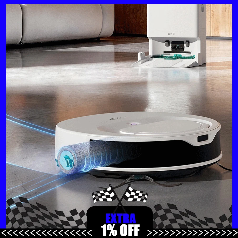 OKP L11 Max Sweeping Robot Vacuum Strong suction and less entanglement in hair Robot Vacuum Cleaner Drum water washing floor