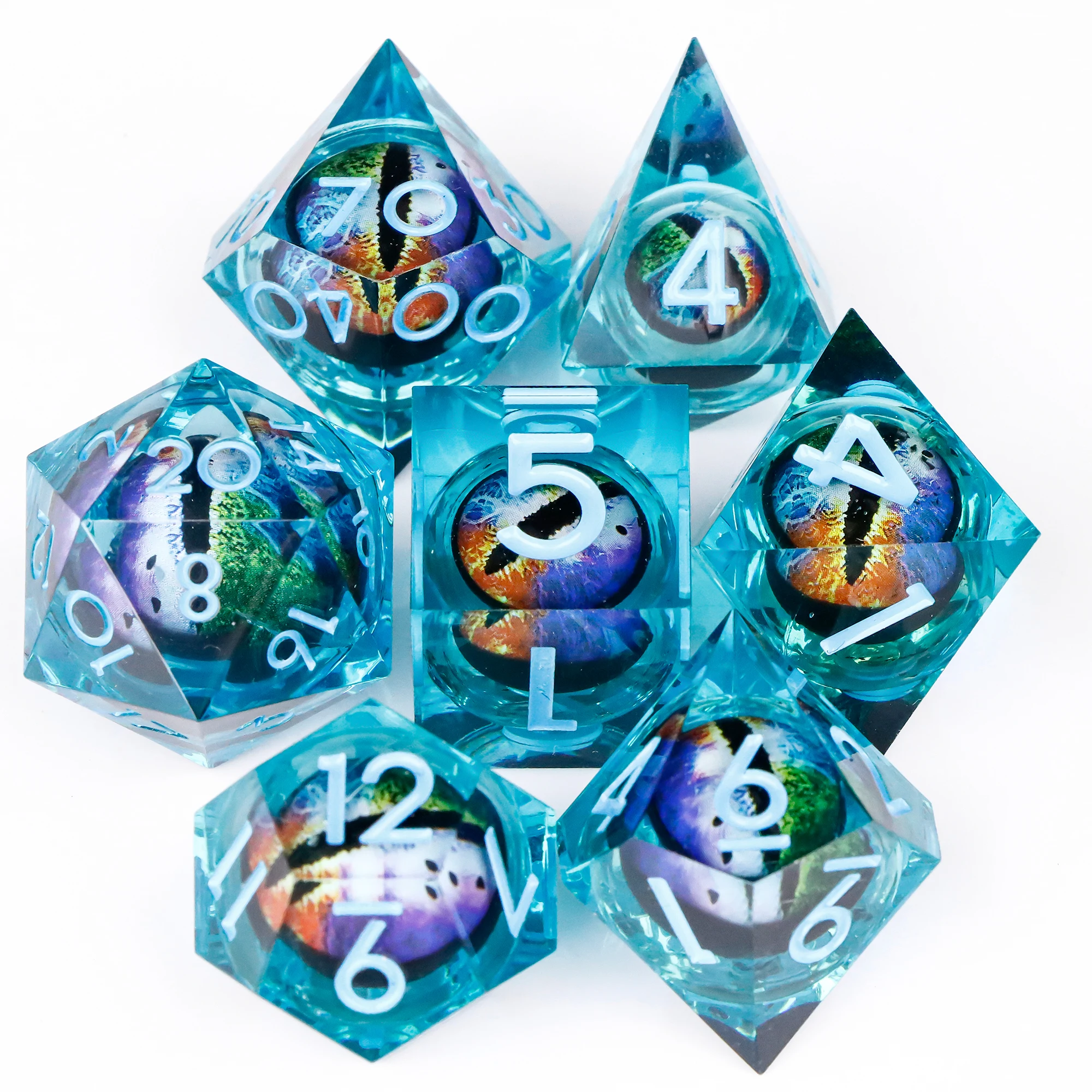 Liquid Core Blue Dragon Eye Set di dadi per Dungeons and Dragons, set di dadi poliedrici, dadi d & d, Set di dadi regali