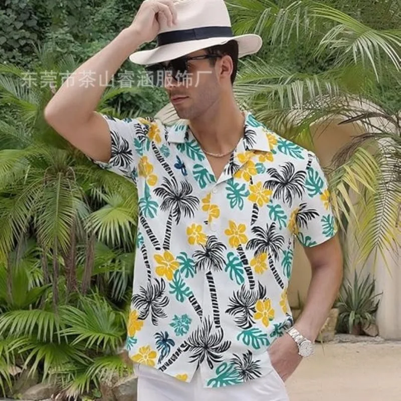 

Versatile Floral Shirt Short Sleeve Thai Hawaiian Style Cool and Stylish for Both Men and Women Quick-drying