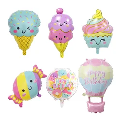 Ice Cream Candy Dessert Cartoon Foil Balloons Birthday Party Candy Bar Food Theme Decoration Helium Balloon