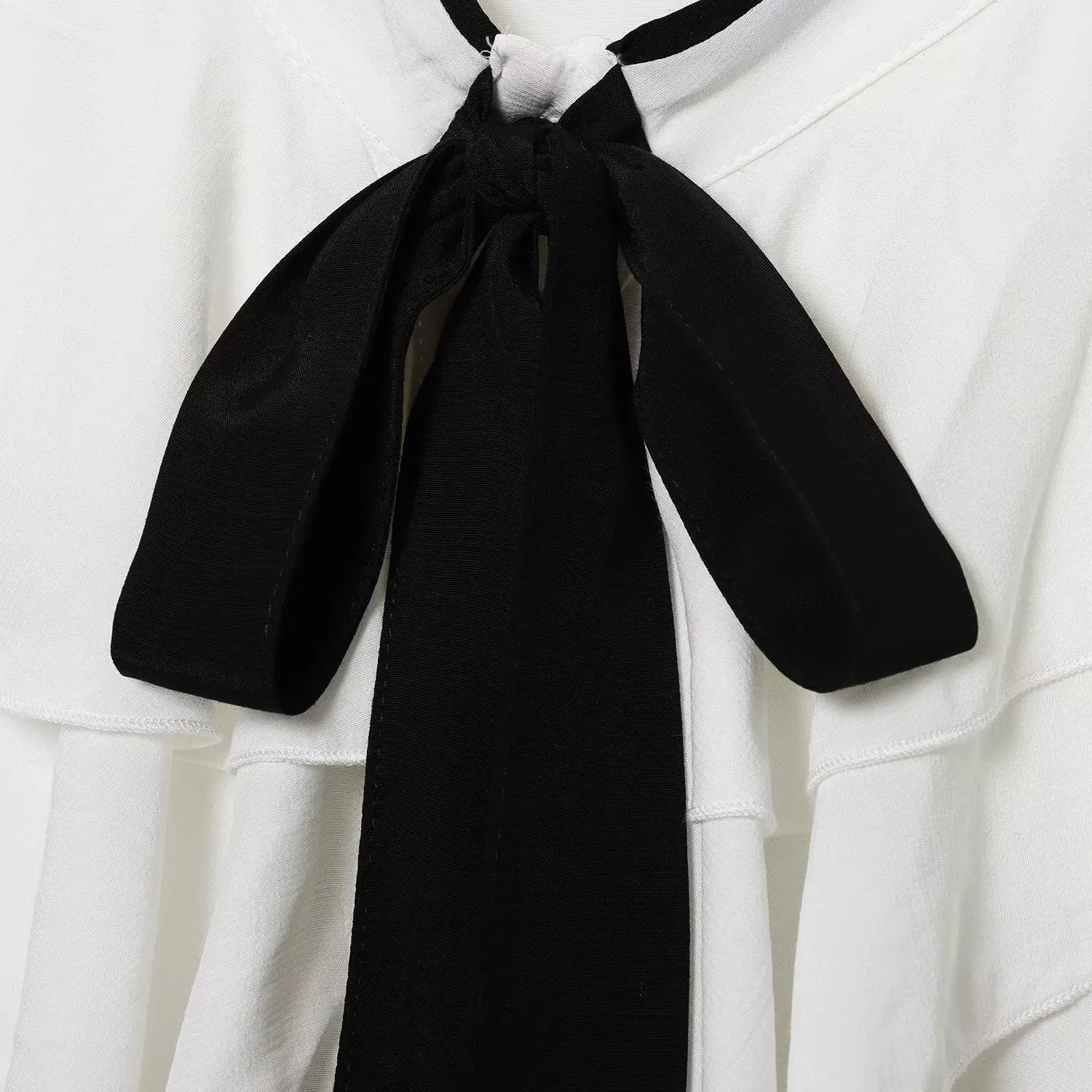 ファッショナブルな結び目重ね装飾、イルトカラー、女性用ルーズフィットロングスリーブポリエステル、イルトカラー、秋の新作