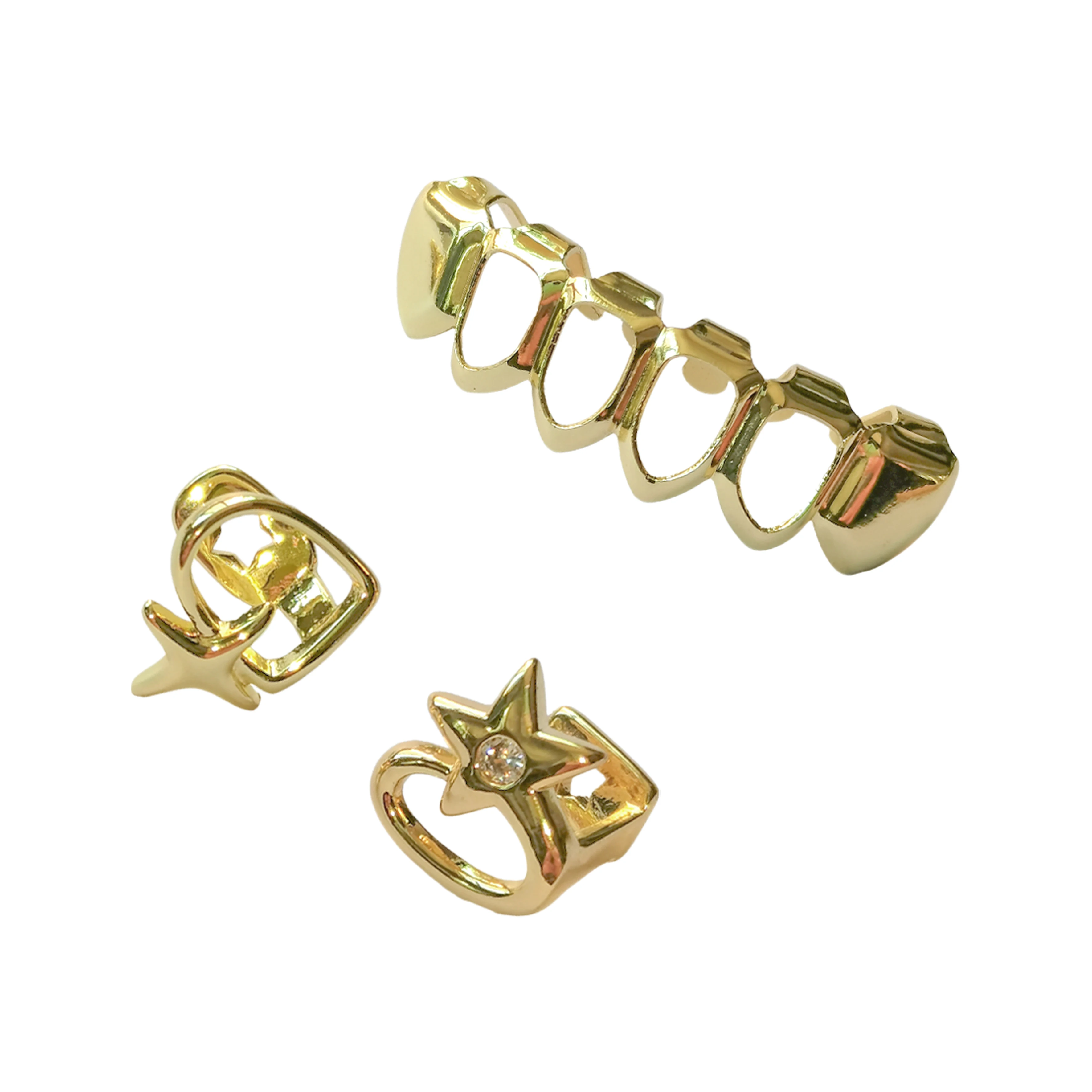 حلي الهيب هوب المجوفة على شكل نجمة مناسبة للارتداء في الملاهي الليلية وعيد الميلاد وحفلات أعياد الميلاد