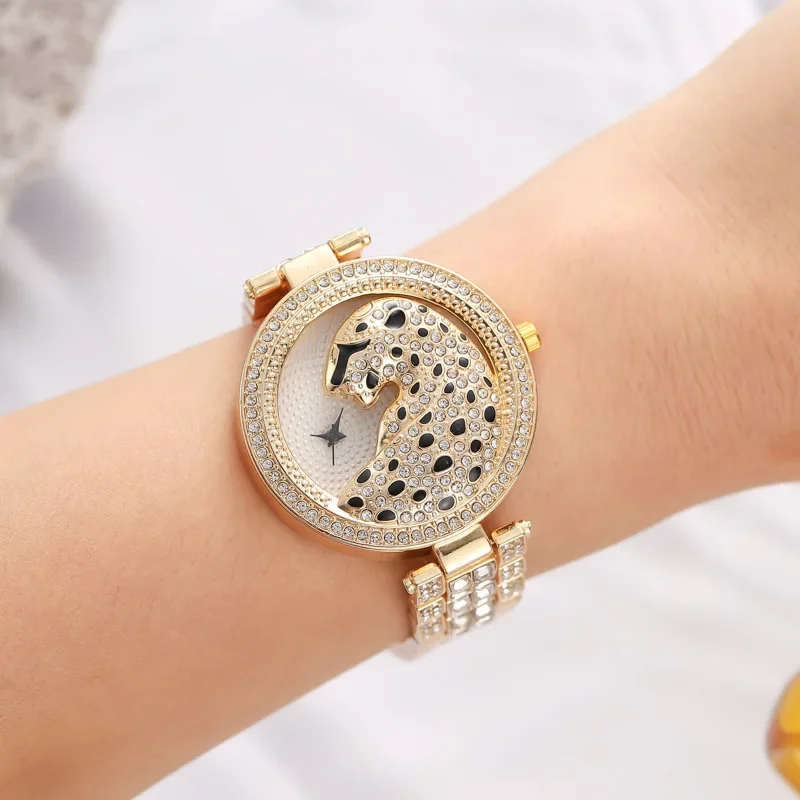 Leopard Head Women\'s Watches Diamonds Quartz Fashion Personality Ladies Jewelry Temperament Bracelet Watch