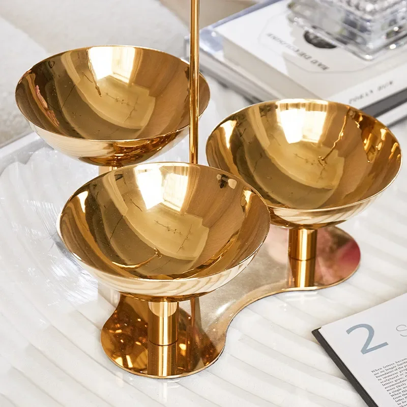 Modern Stainless Steel Fruit Plate Luxury Snack Bowl for Living Room Coffee Table Hotel Restaurant Desktop Decor Ornament