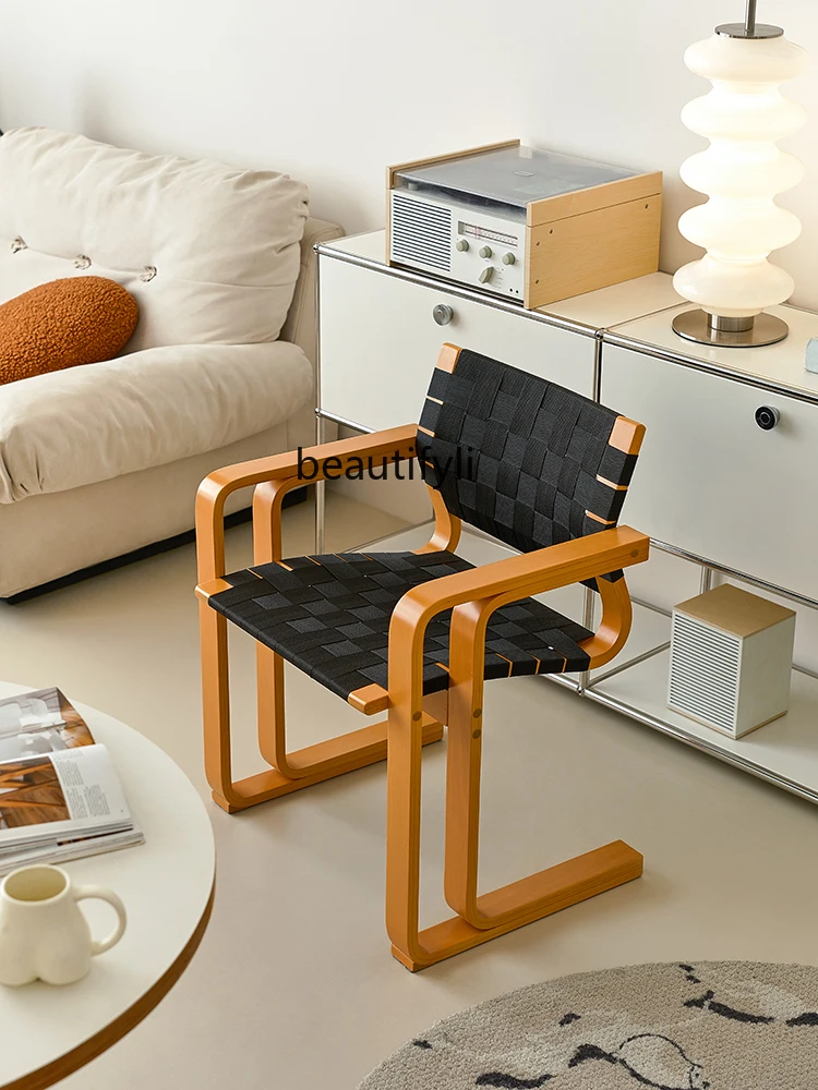 

Armrest Dining Chair Mid-Ancient Woven Chair Retro Desk Office Computer Chair