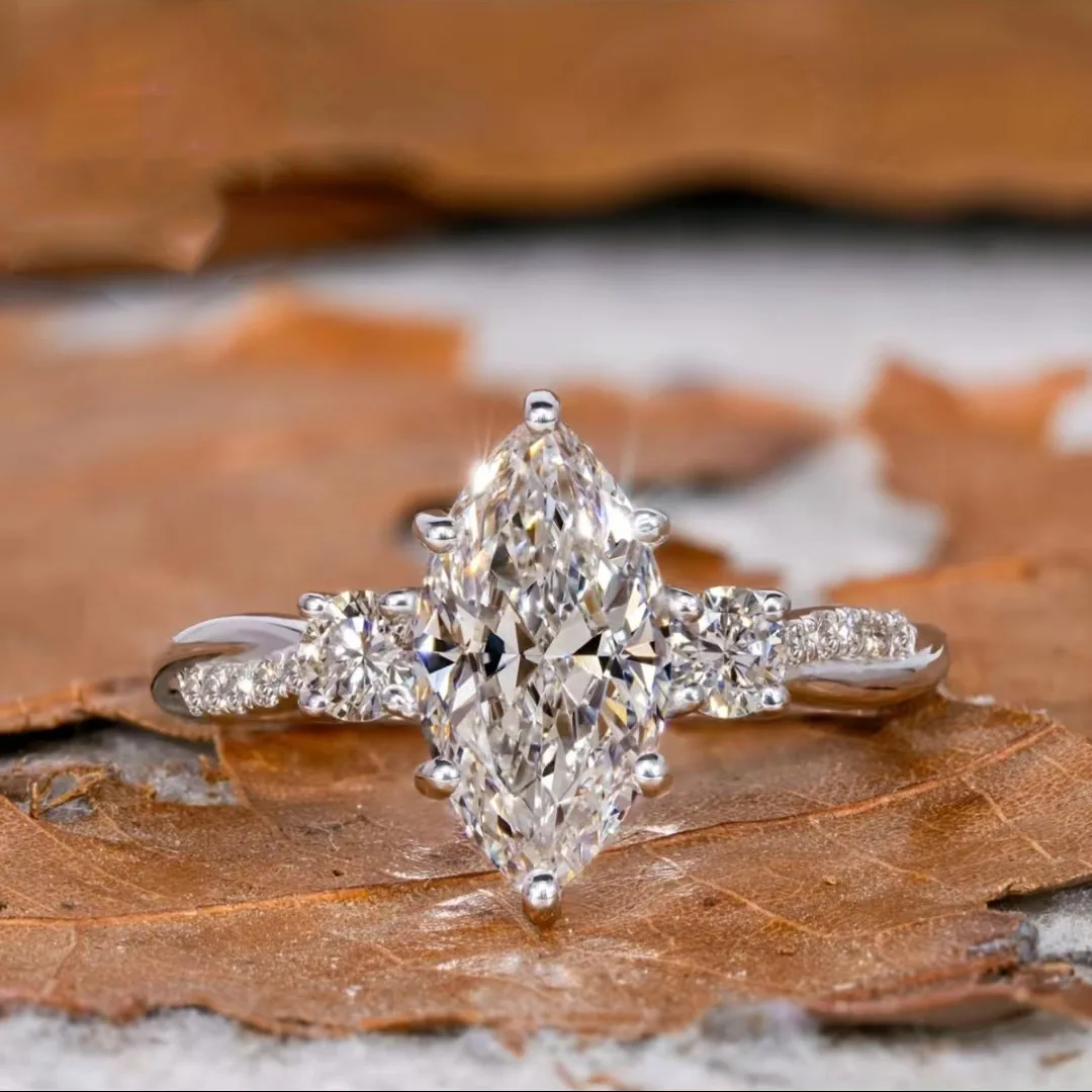 S925 sterling silver ring new hot-selling jewelry temperament large zircon ring fashionable versatile engagement ring