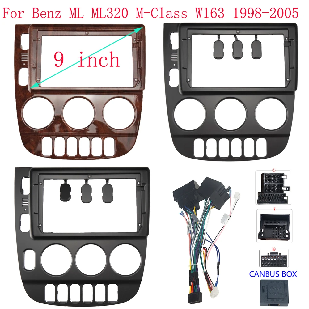 For 9 Inch Benz ML ML320 M-Class W163 201998-2005 Car Frame Fascia Adapter Android Radio Dash Fitting Panel Kit