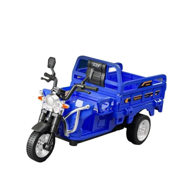 

New Simulation Tricycle Toy Model Driving Courier Car Realistic Pull Truck Diecast Toys Kids Pull Back Motorcycle Boy Gift