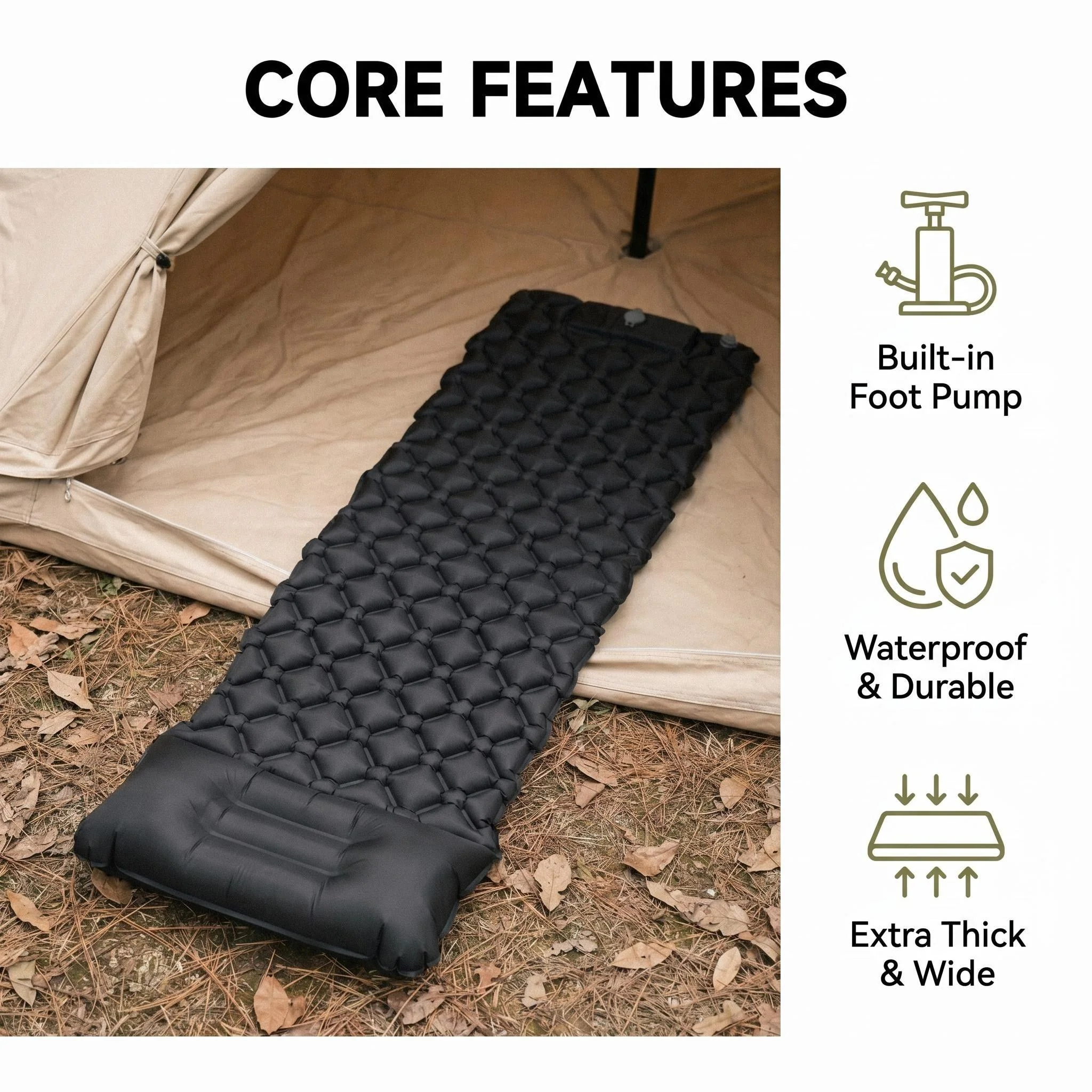 Automatic Inflatable Mattress Outdoor Camping Tent Sleeping Mat Foot Stepping Convenient Air Cushion Single Sleeping Mat