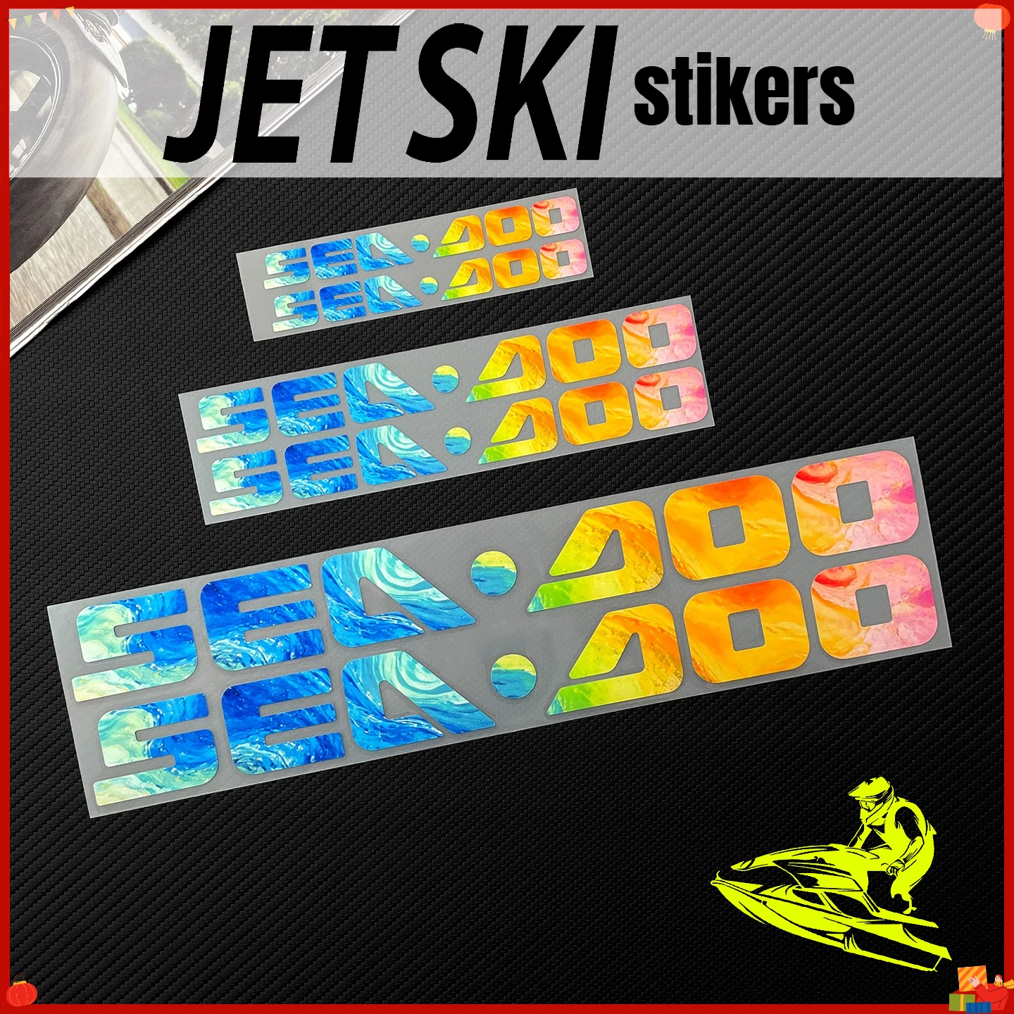 Jet Ski Stickers Color Gradient Waterproof Decals Watercraft JETSKI Helmet Decal for Seadoo SPARK90 300 GTI GTX RXT RXP WAKE