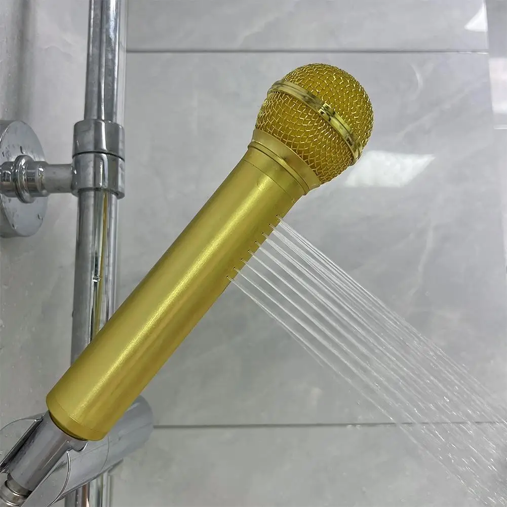 

Ручная насадка для душа в форме микрофона | Стильный микрофон из алюминиевого сплава | Металлическая насадка-распылитель для ванной комнаты O1E6