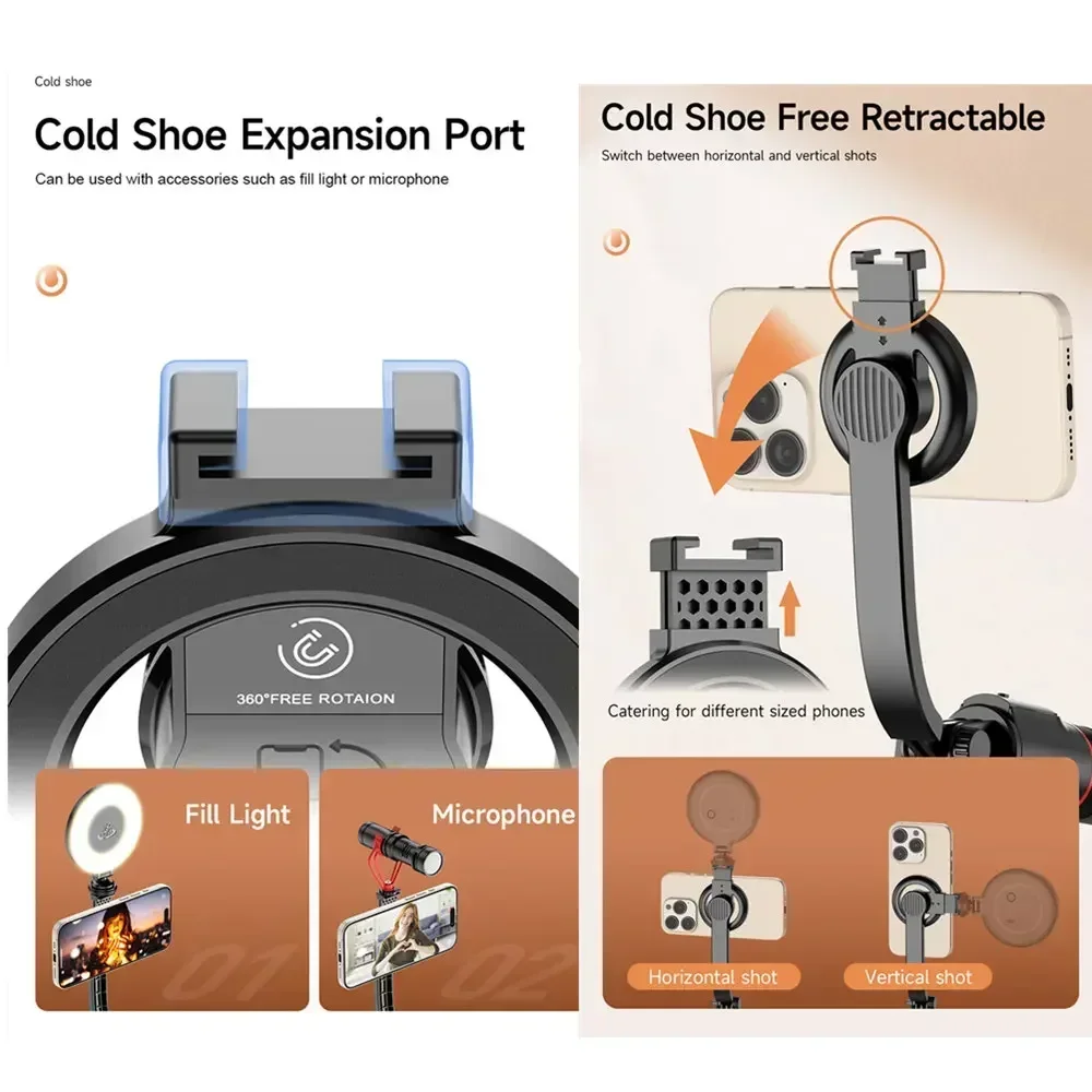 Magnetischer ausziehbarer Selfie-Stick-Stativhalter mit kabelloser Bluetooth-Fernbedienung für Magsafe IPhone Android Portable Mount