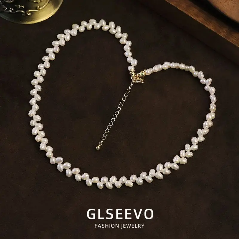 Natural Pearl Rice Stalk , A Delicate Sweet Necklace Women, A Fashionable And Versatile Clavicle Chain