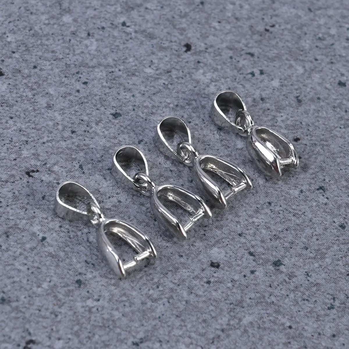 100Pcs Brass Pinch Clasp Bail Connector for Jewelry Making DIY Necklace Bracelet Pendant Finding Accessory 14Mm Silver Finish