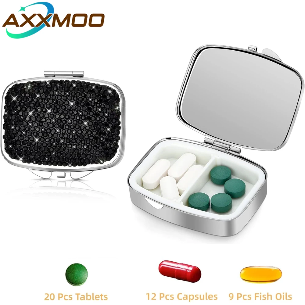 Pill Organizer 2 Compartment Cute Daily Medicine Container Portable Travel Pill Box for Vitamins Cod Liver Oil Supplement