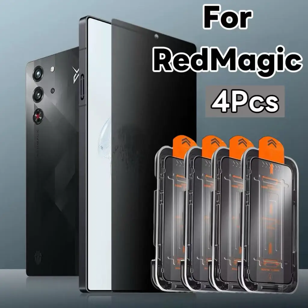 

4-Pack Anti-Spy Tempered Glass for RedMagic 11 Pro/10 Air/10 Pro/9S Pro+/8 Pro - Auto-Align Dust-Free, Shockproof