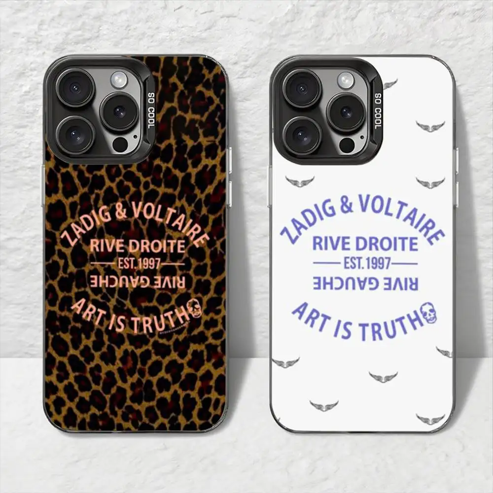 Coque de téléphone Fashion Z-zadig et V-voltaire pour iPhone 11 12 13 14 15 16 17 Pro Max Plus, protection plaquée