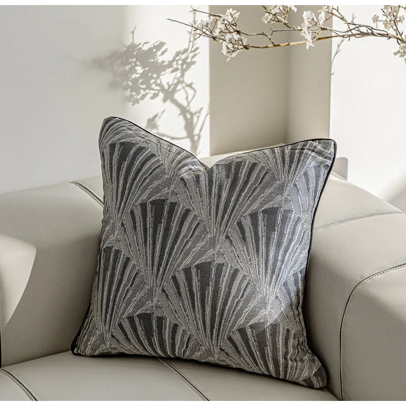 DAVINRICH Wabi Sabi Style Decorative Pillow Cover High Precision Jacquard Modern Gray Square Cushion Case Bed Couch Living Room