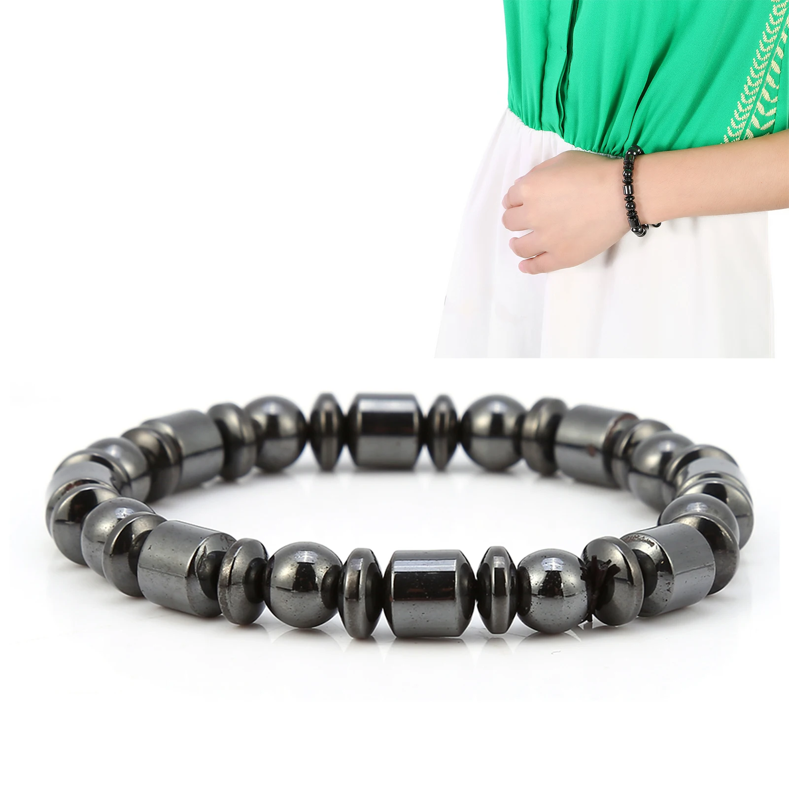 للجنسين أزياء فقدان الوزن الحجر الأسود سوار الخرز حرق الدهون العلاج المغناطيسي التخسيس سوار تشكيل الجسم للرجال والنساء #3
