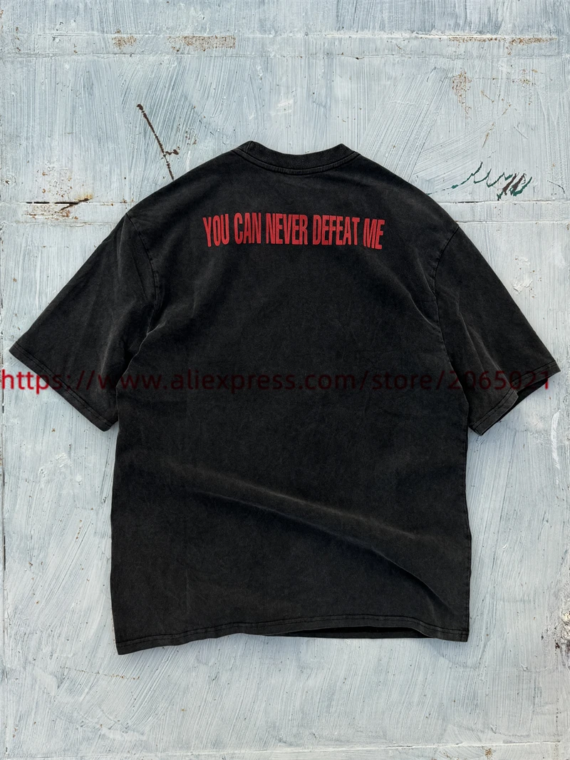 2025ss SAINT Washed T-Shirts High Quality I AM THE KING OF THIS GAME T Shirt Tee Tops