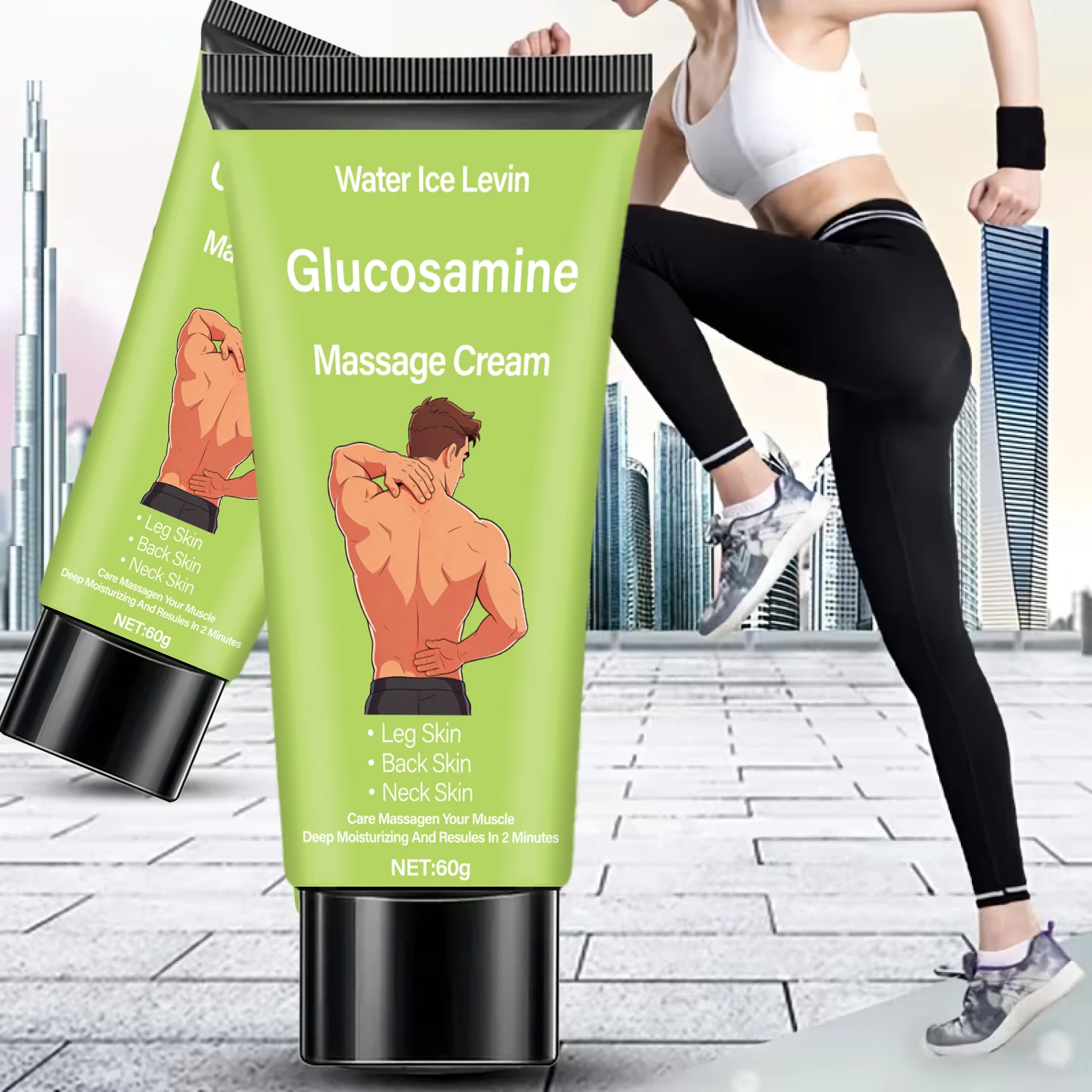Glucosamine Massage Cream: 2-Min Deep Moisturizing, Soothes Leg/Back/Neck Muscles, Suitable for All Skin Types