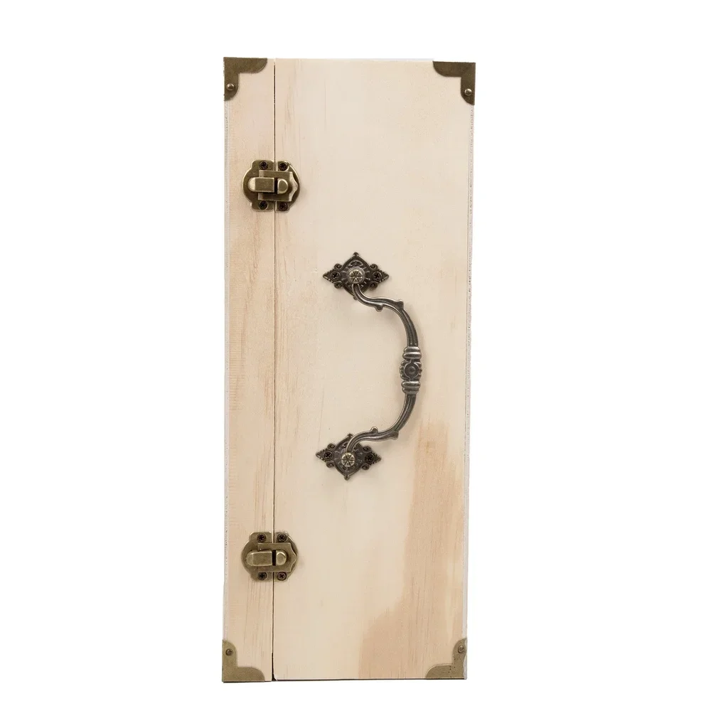 صندوق تخزين تذكار خشبي غير مكتمل مع مزالج معدنية ومقبض لمشاريع الحرف اليدوية ومنظمة اللوازم المكتبية والمجوهرات