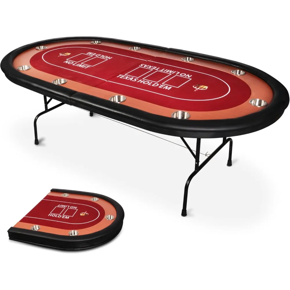 

Складной покерный стол для 10-плеера, портативный покерный стол Texas Blackjack Holdem с подстаканниками из нержавеющей стали, складной стол для казино Lei