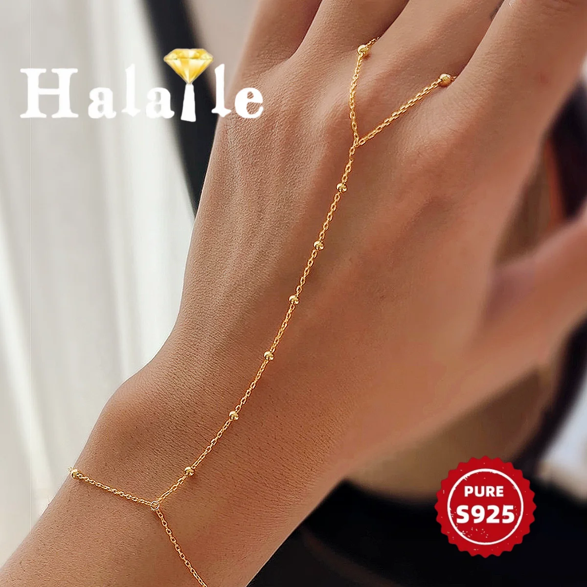 

Halaile S925 Sterling Silver Bead Chain Moissanite Bracelet For Women Light Luxury Sparkling Personalized Jewelry Fashion Gift