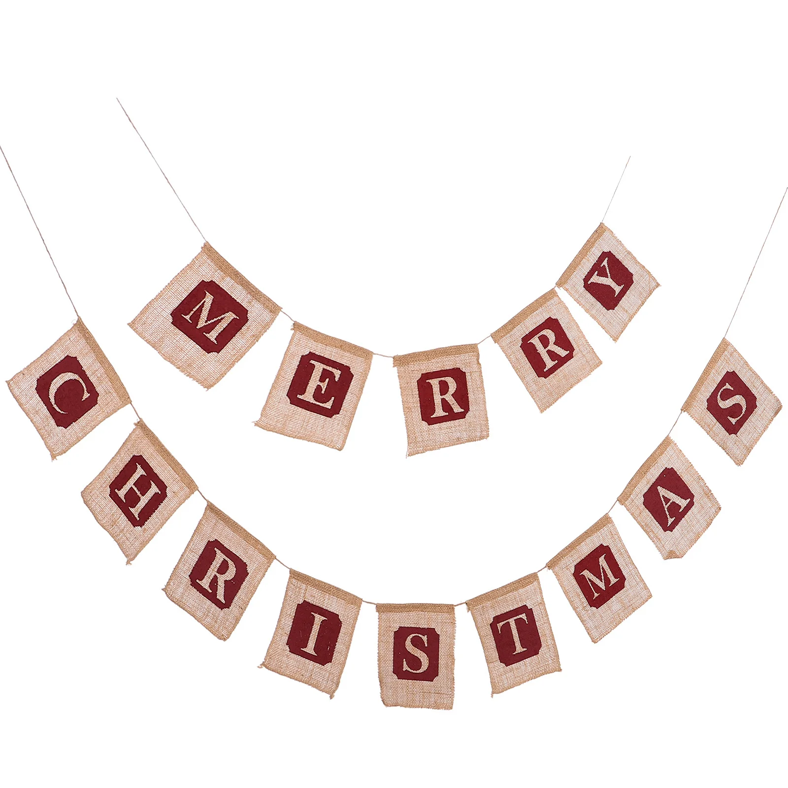 

Christmas Party Bunting Banner Hanging Decor for Home Garden Wall Window Door Mantel Indoor Outdoor Festive Burlap Merry