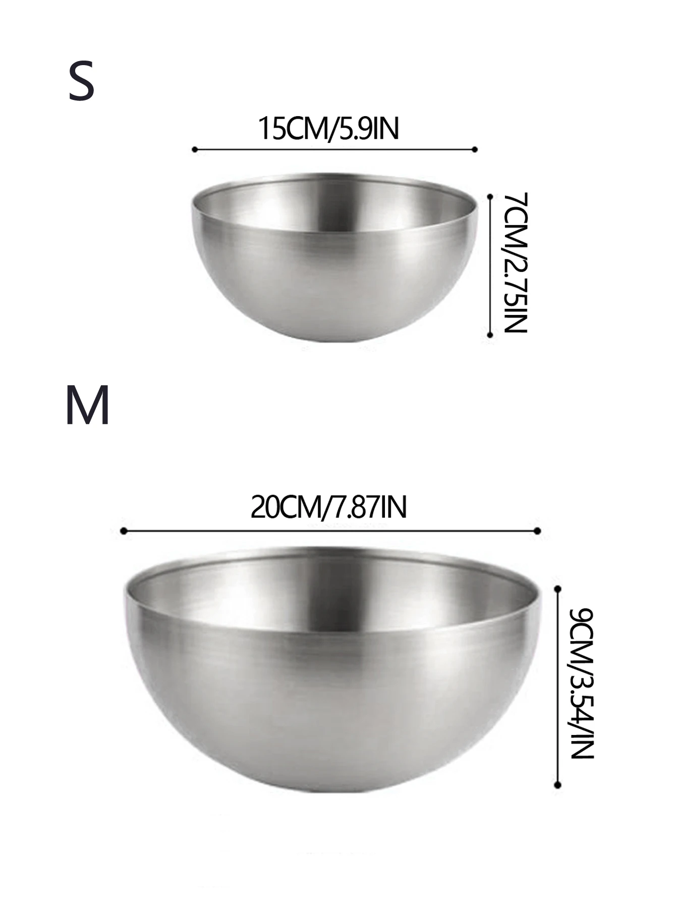 1PC/2PC Stainless Steel Gold And Silver Salad Bowl Rice Noodles Lamian Noodles Bowl Kitchen Tableware Food Container