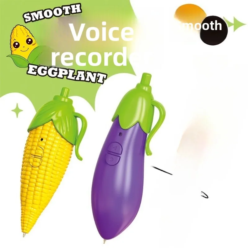 Recording Writing Pen - [Corn], - [Eggplant] Recorder Pen |  Kids | 60s Mini Recorder | Water-based Black Pen