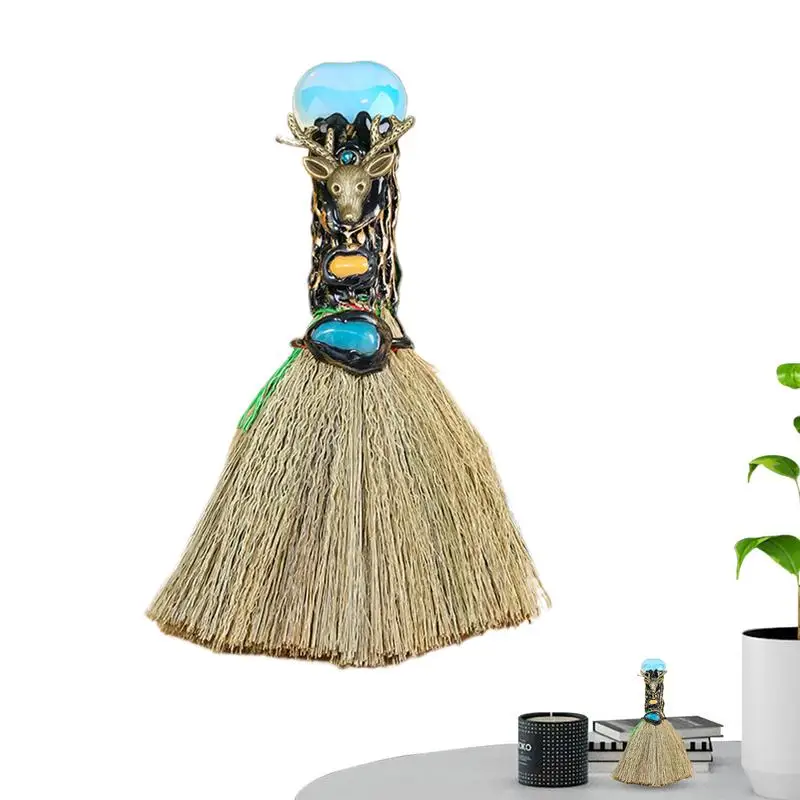 

Crystal Witch Ornament Witch Broom Heart Shaped Crystal Altar Broom Ornaments Witch Broom Gem Crafts For Home Decoration