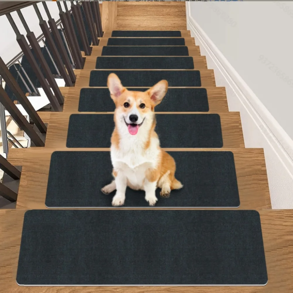 New 76X20cm Staircase Mat Self-adhesive Safety Stair Tread Carpet Mat Soft Stripe Non-Slip Protection Cover Pads Home Decor