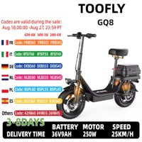 TOOFLY GQ8 Electric Scooter Adult Urban Commuting 14”Vacuum Tires E-Scooter 250W Motor 48V 15 AH EScooter