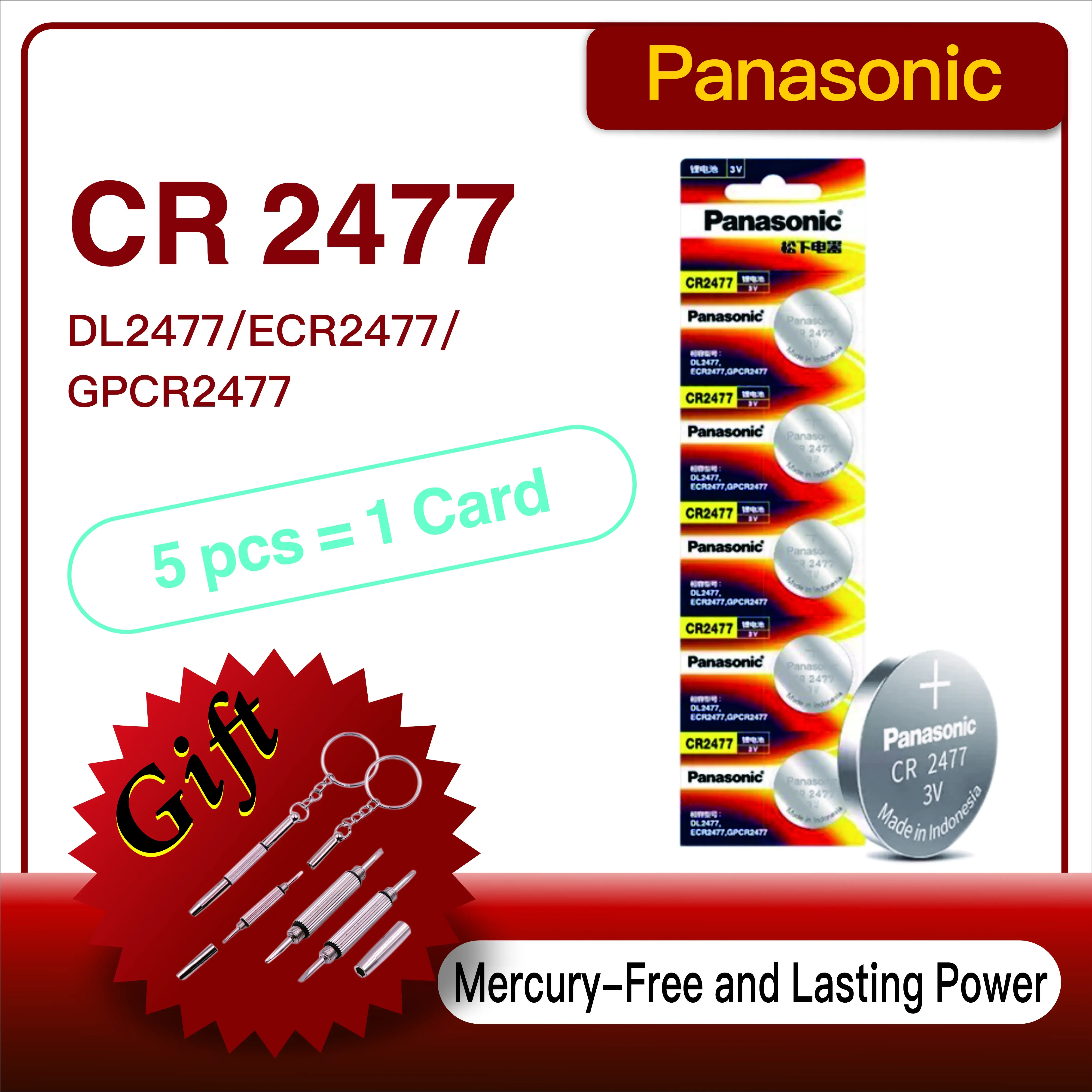 NEW Panasonic CR2477 button battery lithium 3V instrument meter imported digital tire pressure monitor intelligent toilet