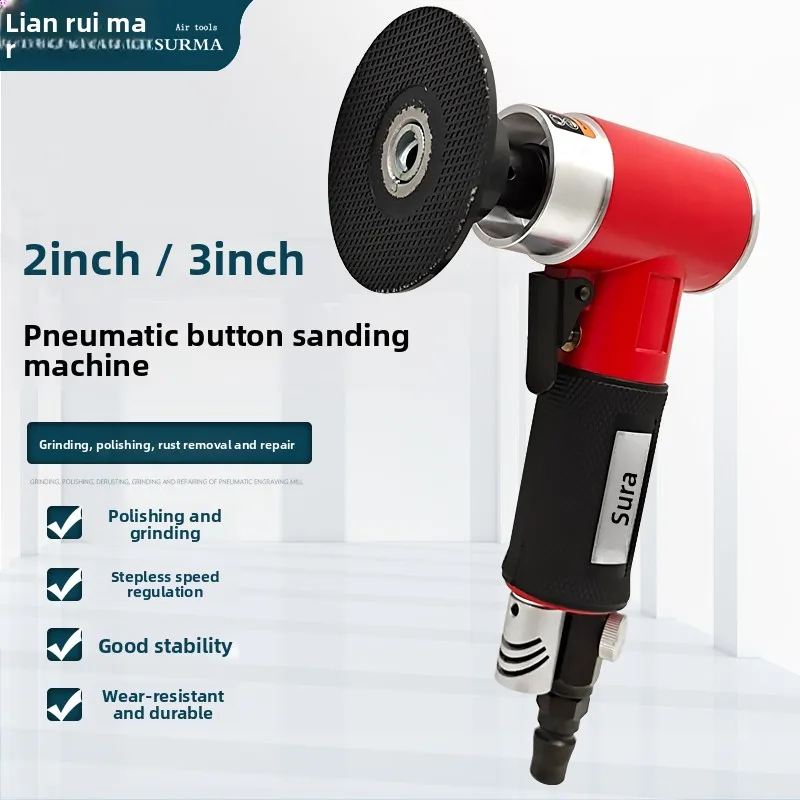 Suruima Pneumatic Sanding Disc Machine 2/ 3inch Rotary Button Sanding Disc Grinding Sandpaper Machine Bowl-Shaped Button Sanding Polisher