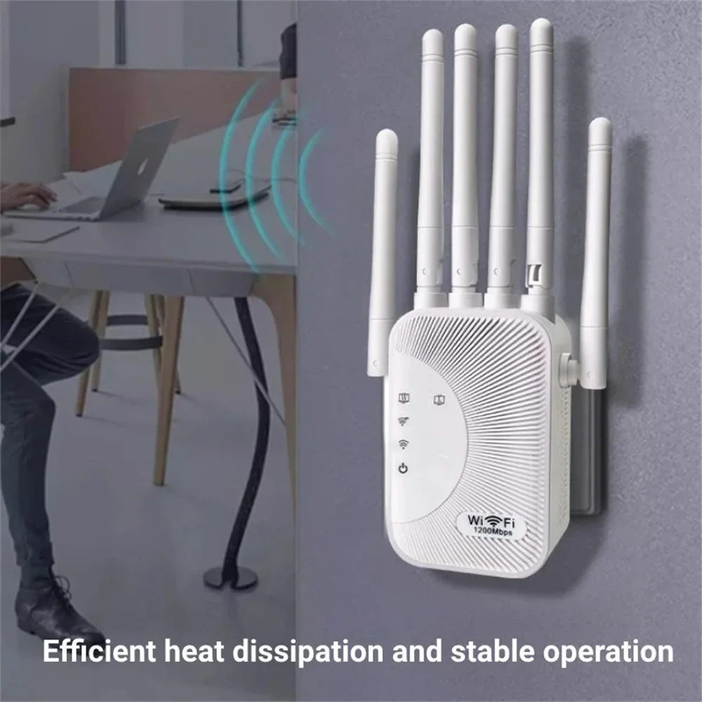 1200Mbps Wireless WiFi Repeater WiFi Signal Repeater Dual-Band 2.4G 5G WiFi Extender Antenna Network Amplifier WPS Router