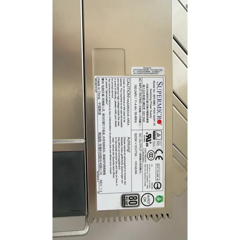 for SUPERMICRO PWS-920P-1R 920W Server Power Supply Unit Replacement High Efficiency Redundant PSU for Data Center Enterprise