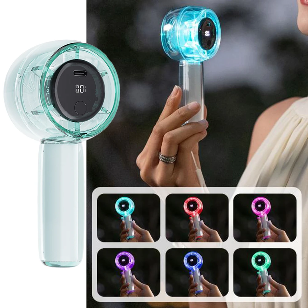 شاشة ديجيتال LED 100 تروس محمولة لمروحة توربو USB ملونة خفيفة عالية السرعة مروحة تبريد محمولة مكتب خارجي
