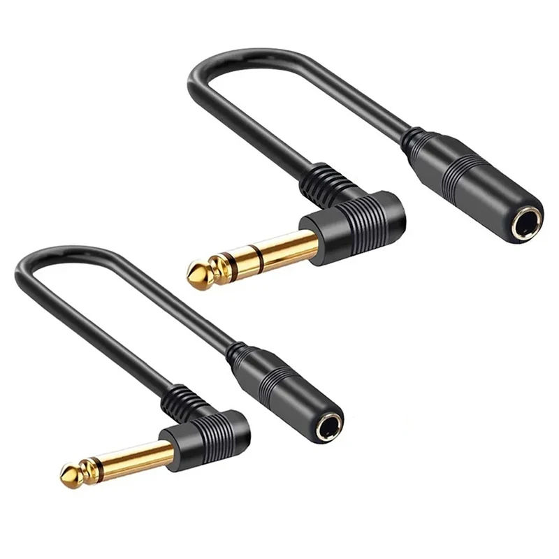 90 Degree Right Angle 6.35mm TS Mono Jack 1/4 Inch TRS Stereo Cable Male To Female Audio Extension Cord For Guitar Bass Mixer