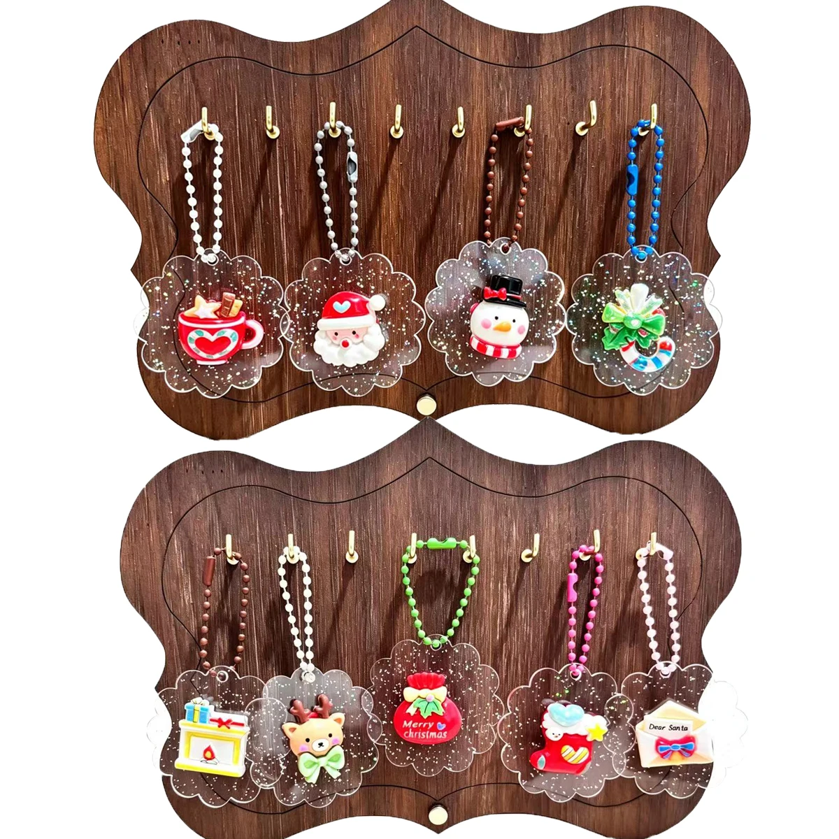 Christmas Key Chain Beaded Keyring Santa Snowman Reindeer Xmas Stocking Envelope Design for Backpack Handbag Holiday Decor Gift
