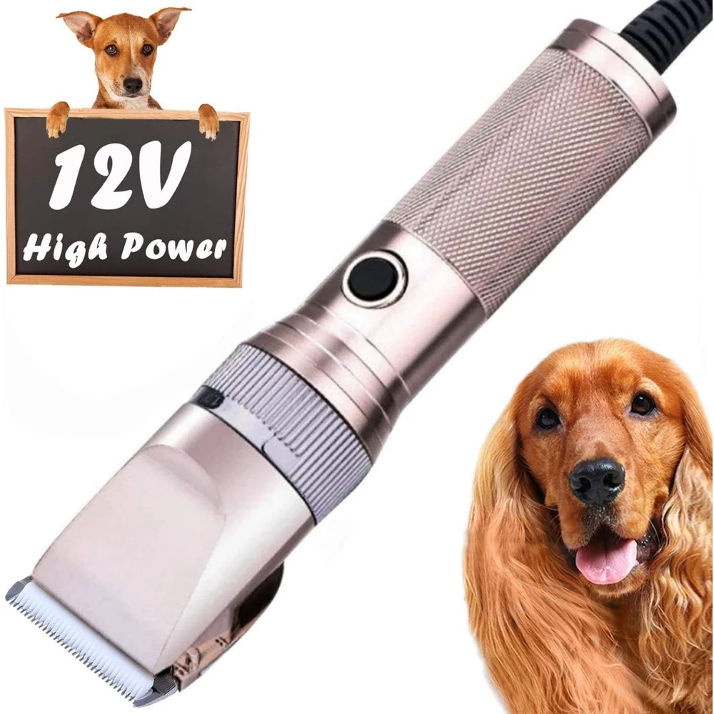 

Dog Clippers for Grooming, 12V Dog Hair Clipper, Professional Heavy Duty Pet Grooming Clipper Corded Pet Hair Trimmer