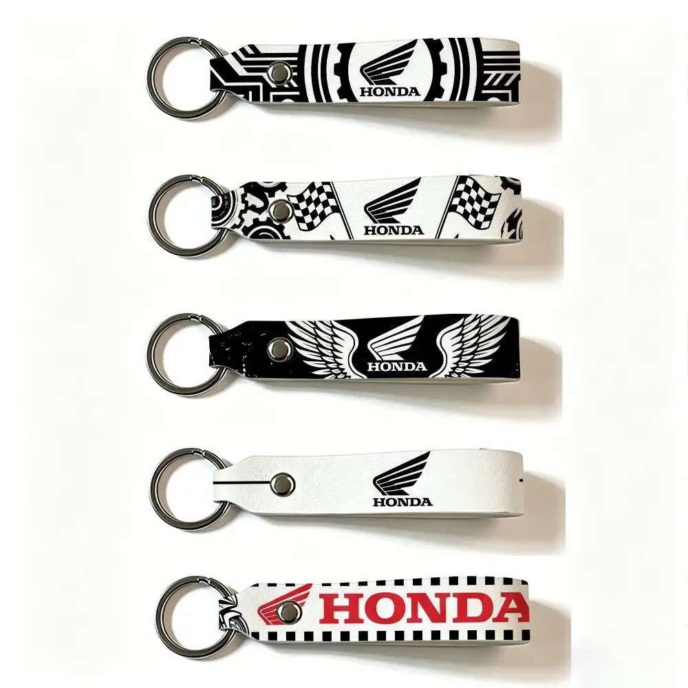 FOR HONDA RACING RIDE PU Leather Keychain Minimalist Key Holder Durable Key Organizer Car Keys Bag Accessories Gift