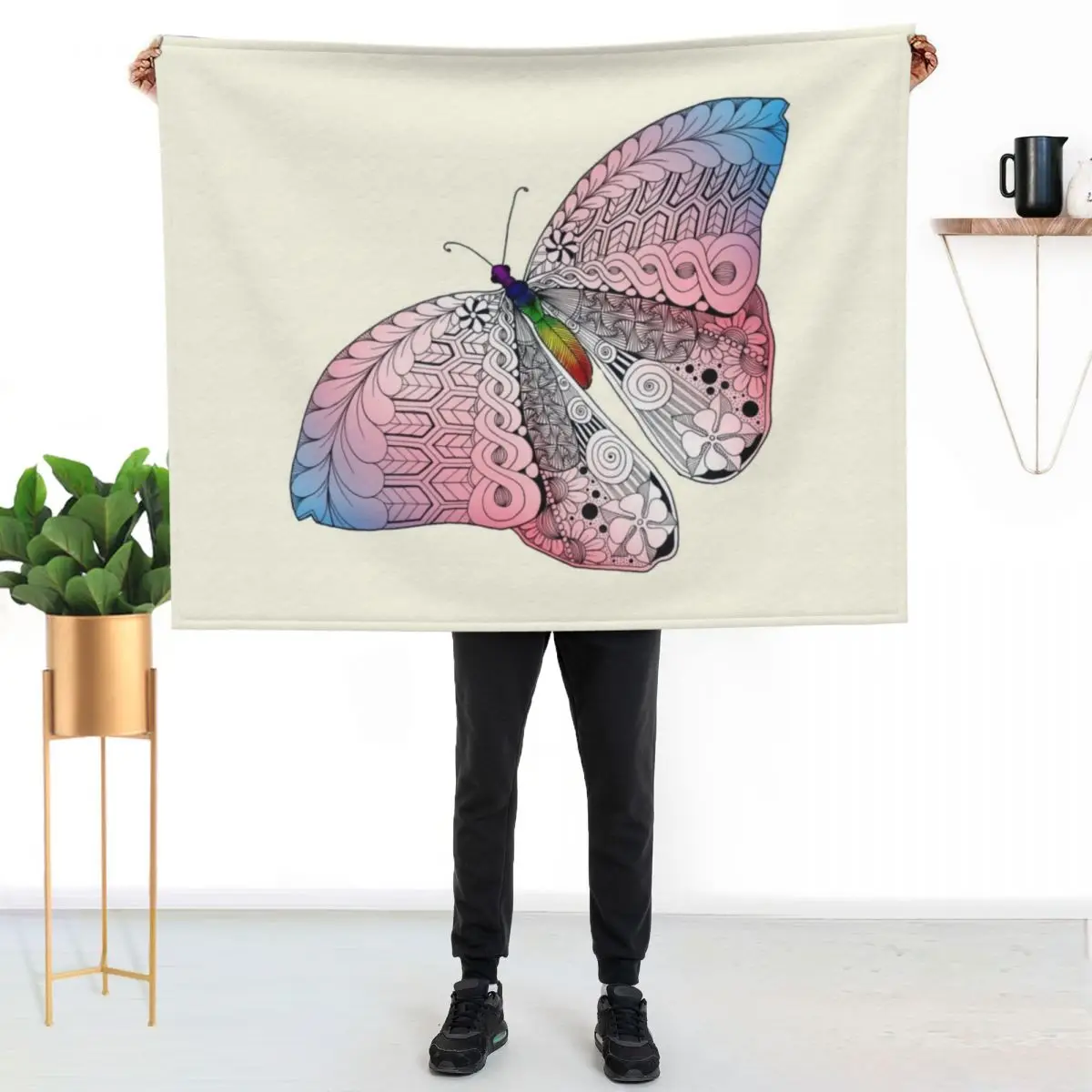 Trans Pride Butterfly Throw Blanket Soft Big Fashion Sofas for sofa Beach Sofa Luxury Brand Blankets