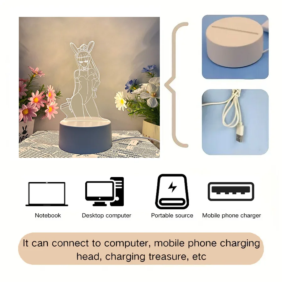 Luz nocturna creativa con personaje de anime 3D alimentada por USB, hogar, mesa, decoración de sala de estar, luz nocturna de regalo de cumpleaños, 1 ud.
