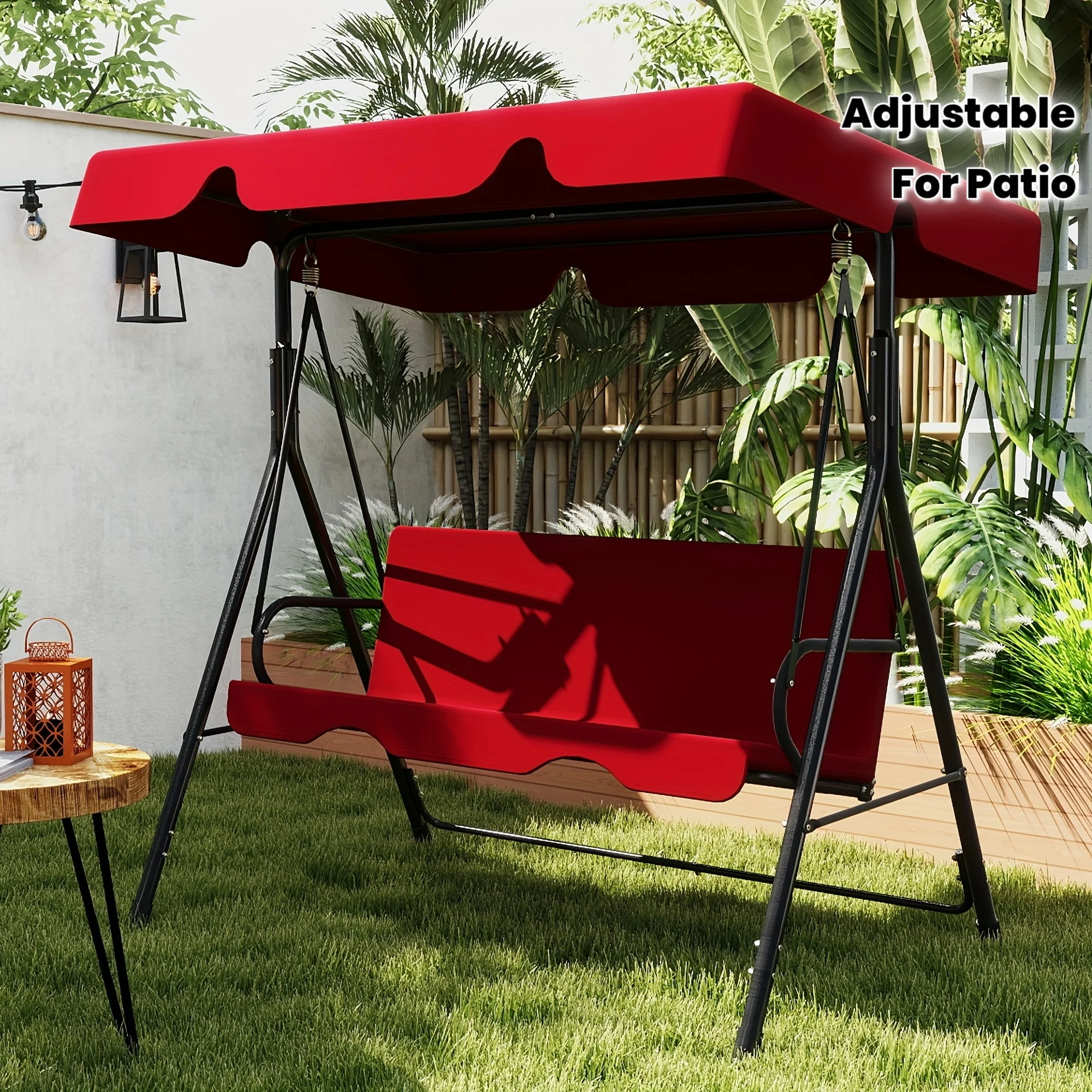 

Covered Outdoor Patio Swing Glider With Canopy And Heavy Duty Stand, Adjustable Bracket, For Adults, Ideal For Porch, Garden