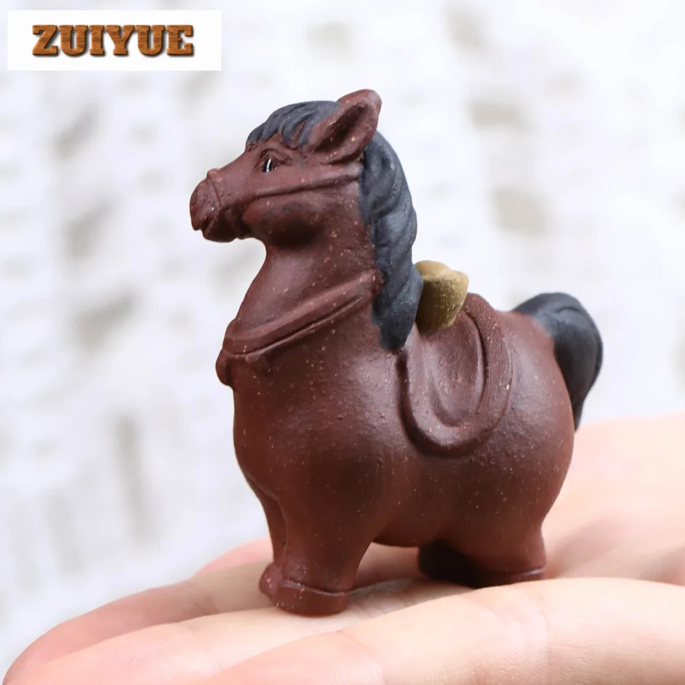 Yixing Purple Clay Zodiac Horse Rich Quickly Creative Tea Pet Handmade Lucky Model Tea Figurine Play Toys Tea Statue Ornaments
