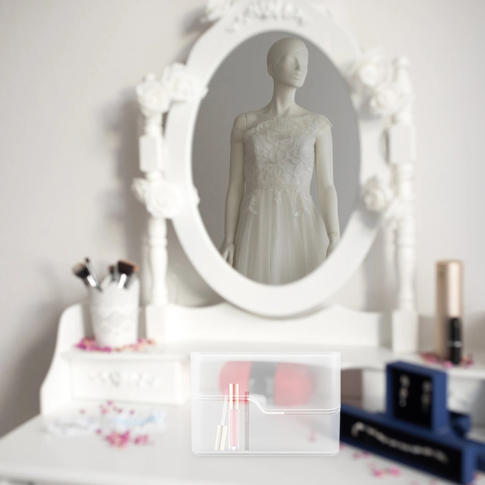 

Storage Box Makeup ganizer Transparent Acrylic Nail Polish Case Lipstick Container Bedroom Bathroom Supplies Household