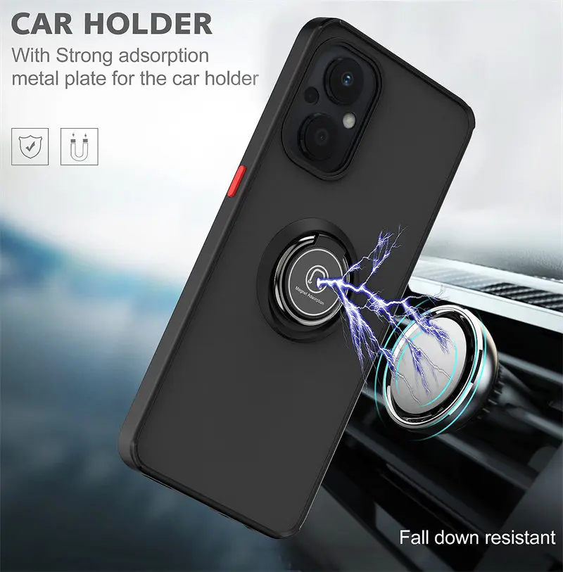 Oneplus Nord N20 5G GN2200 Case Shockproof Magnetic Stand Ring Armor Matte Hard Cover Phone Case for Oneplus Nord N20 5G CPH2459