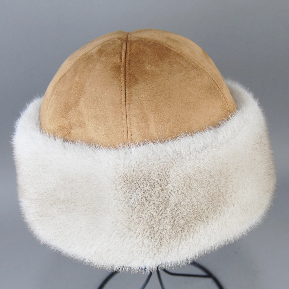 Hot Sale Faux Mink Fur Hat Winter Genuine Baseball Cap Russia Fashion Elegant Lady Warm Faux Fur Ball Straw Hat